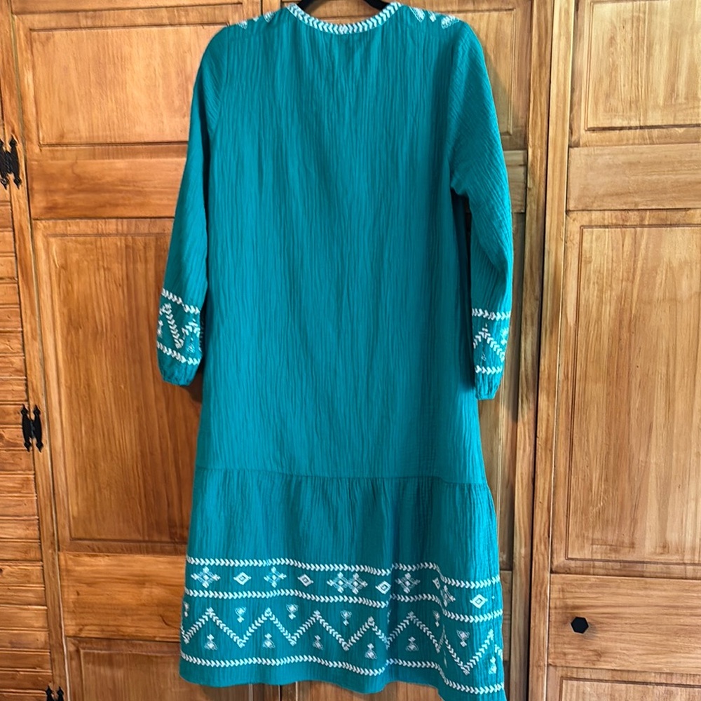 Soft Surroundings Teal and White Midi Dress - Picture 7 of 13